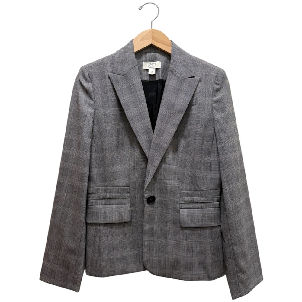 LOFT Woman Charcoal Plaid Blazer